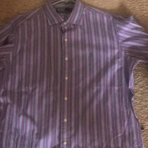 Used Ralph Lauren XL button down purple, green and blue w/ green horse - Picture 2 of 4